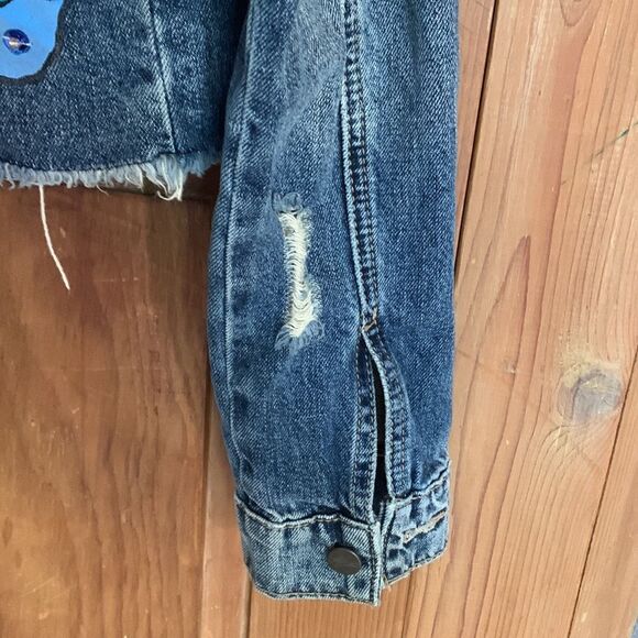 Fina Catrina custom hand painted sequin distressed jean jacket - Picture 8 of 13